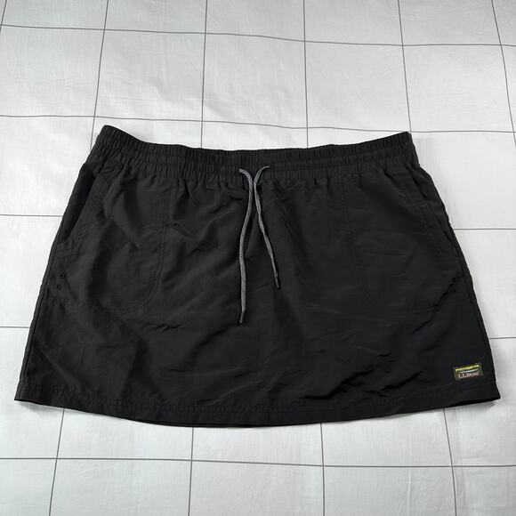 L.L. Bean Skirt Womens Large Black Nylon Hiking Outdoor Trail Modest Active Trek - Picture 1 of 9